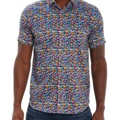 Robert Graham Dead Ahead Skull-Print Short-Sleeve Shirt For Men