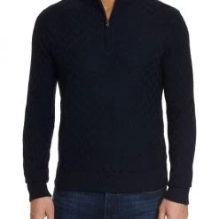 Robert Graham The Vasa Quarter-Zip Mockneck Sweater For Men Navy