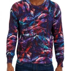 Robert Graham Leaf-Print Knit Sweater For Men