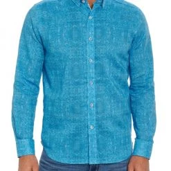 Robert Graham Harpswell Long-Sleeve Woven Shirt For Men Teal -Outlet Robert Graham Store unnamed file 1609