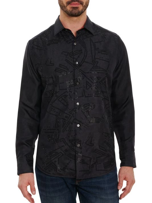 Robert Graham X Def Leppard Classic-Fit Beaded Shirt For Men 3 Robert Graham X Def Leppard Classic-Fit Beaded Shirt For Men