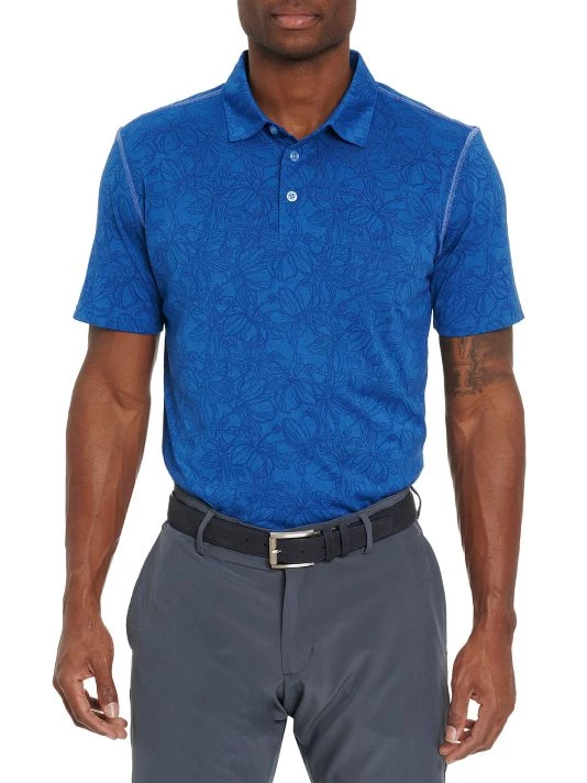 Robert Graham Prescott Floral-Print Short-Sleeve Knit Polo For Men Blue 4 Robert Graham Prescott Floral-Print Short-Sleeve Knit Polo For Men Blue - Image 2