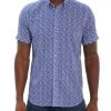 Robert Graham Ohana Tailored-Fit Short-Sleeve Shirt For Men Blue