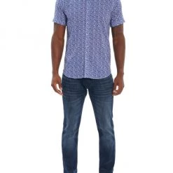 Robert Graham Ohana Tailored-Fit Short-Sleeve Shirt For Men Blue -Outlet Robert Graham Store unnamed file 317