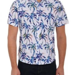 Robert Graham Watercolor Palm Tree Print Shirt For Men