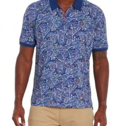 Robert Graham Blue Pearl Knit Polo Shirt For Men