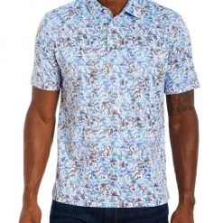 Robert Graham Shark Bait Knit Polo Shirt For Men Black