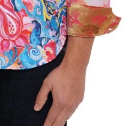 Robert Graham Coral Twist Floral Dip-Dye Classic-Fit Long-Sleeve Shirt For Men -Outlet Robert Graham Store unnamed file 472