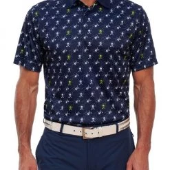 Robert Graham Skull Golf-Print Polo For Men White