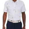 Robert Graham Gibson Martini-Print Short-Sleeve Knit Polo For Men White