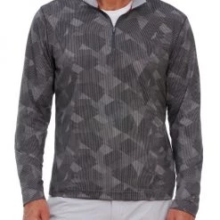 Robert Graham Geometric-Print Quarter-Zip For Men Burgundy